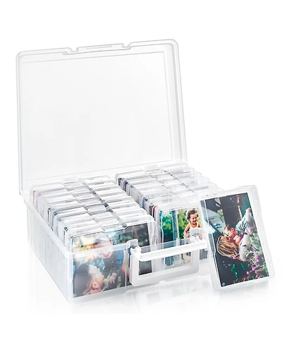 Sorbus Clear Durable Box with 16 Cases (4" x 6") Organizers and Storage Cases - Great for Photo Organization and Craft Storage