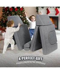 Slickblue 10-Piece Modular Kids Play Couch, Toddler Sofa Set with Removable Covers for Playroom
