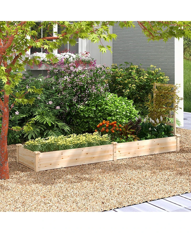 Gymax Raised Garden Bed Wooden Planter Box with Divided Space for Outdoor