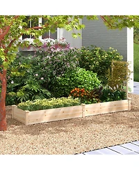 Gymax Raised Garden Bed Wooden Planter Box with Divided Space for Outdoor