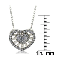 Suzy Levian New York Sterling Silver Sapphire & Created White Sapphire Heart Necklace