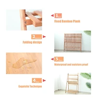 Unho Introducing the Premium 3-Tier Bamboo Plant Stand,Durable, Space-Saving & Easy Assembly,Hanging Rack for Patio/Garden