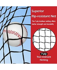 Bearwill 7x7ft Baseball & Softball Practice Net - Pitching, Hitting & Batting Net with Ball Collection System, Tee, 2 Strike Zones & Carry Bag