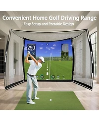 Bearwill 11FT x 8FT Golf Net with Simulator Impact Screen - Hd Blank Screen & Target Cloth for Driving, Swing Practice - Home, Garage, Backyard