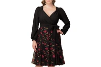 Kiyonna Plus Chelsea Embroidered Midi Cocktail Dress