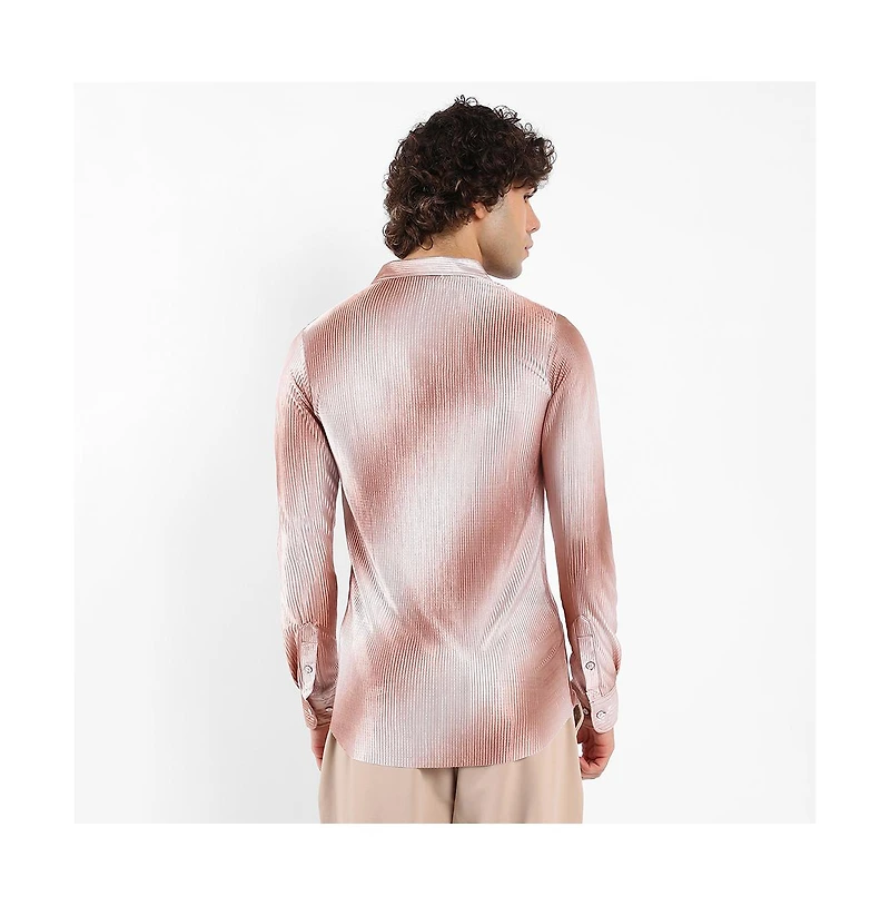 Campus Sutra Men's Ombre-Pleated Shirt