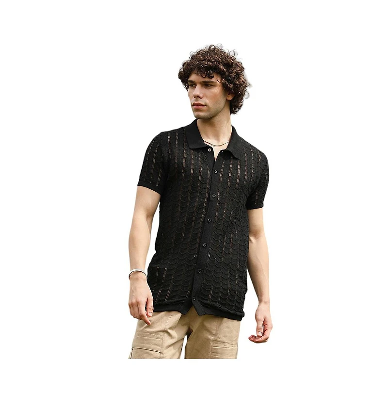 Campus Sutra Men's Spear-Knit Slim-Fit Shirt