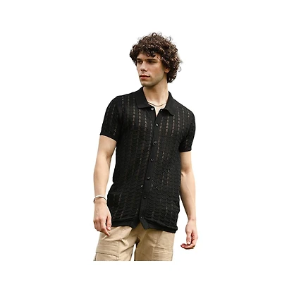 Campus Sutra Men's Spear-Knit Slim-Fit Shirt