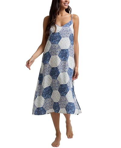 Lily and Lionel London Women's Rosie V-Neck Patchwork Print Slip Nightgown