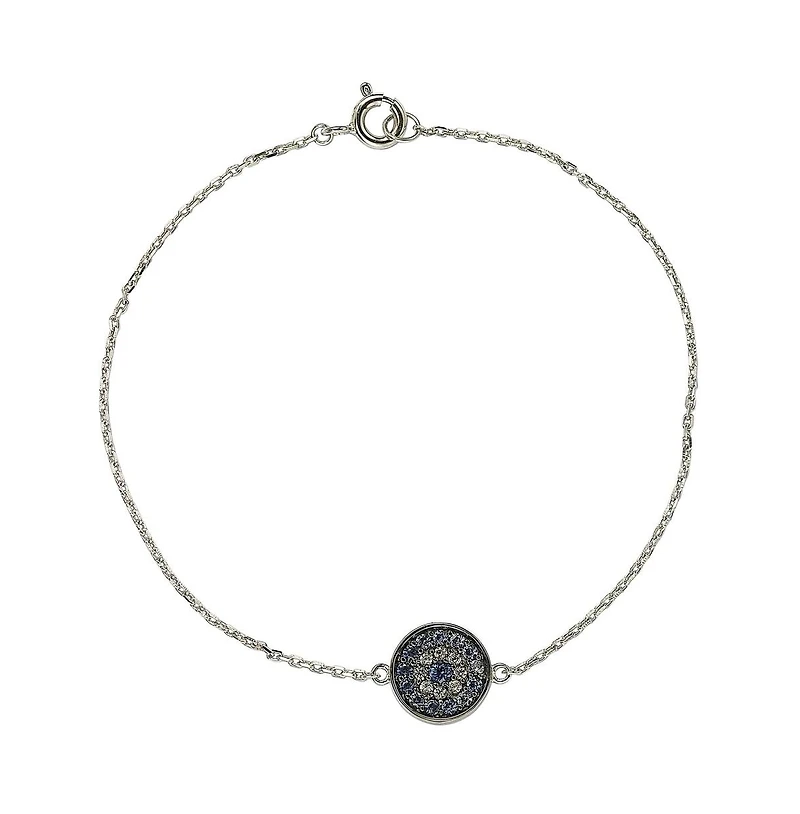 Suzy Levian Sterling Silver Sapphire & Created White Circle Bracelet