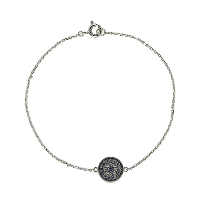 Suzy Levian Sterling Silver Sapphire & Created White Circle Bracelet