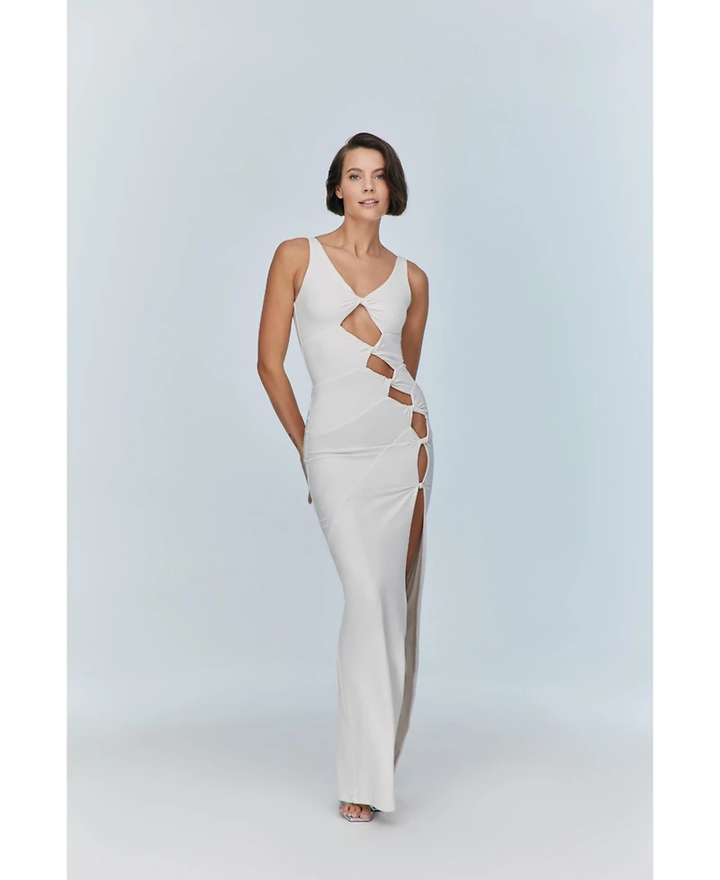 Jendue Us Women's Sara Dress - Elegant Cut-Out Maxi | Event Wear