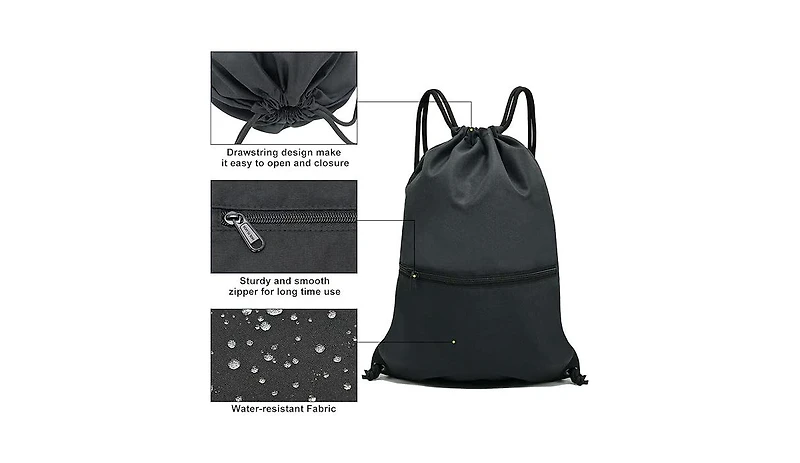 Urbanmax Drawstring Backpack Bag Sport Gym Sackpack