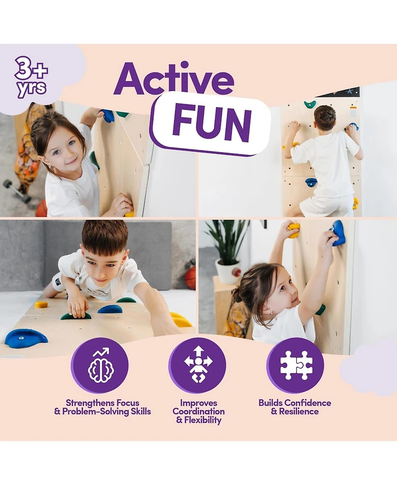 ComfyBumpy Rock Climbing Wall for Kids Indoor Playground and Play Gym Set Kids Climbing Toys