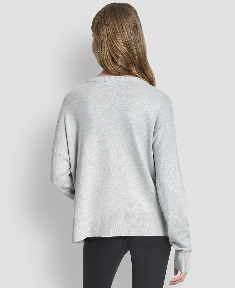 Dkny Women's Hotfix Fringe Long Sleeve Sweater