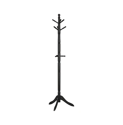 Slickblue Adjustable Height Solid Wood Coat Rack with 10 Hooks for Entryway or Office