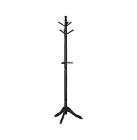 Slickblue Adjustable Height Solid Wood Coat Rack with 10 Hooks for Entryway or Office