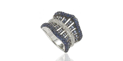 Suzy Levian New York Sterling Silver Sapphire Crossing Ring