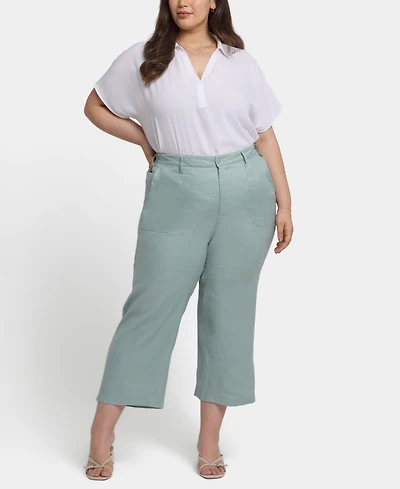 Nydj Plus Wide Leg Cargo Capri Pants
