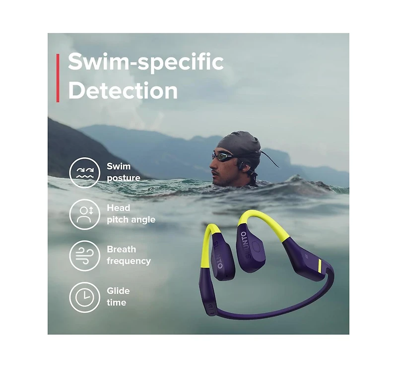 Suunto Aqua Waterproof Open-Ear Swimming Bone Conduction Bluetooth Headphones with Built in MP3 Player - Blue