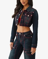 True Religion Women's Crop Big T Mini Jacket