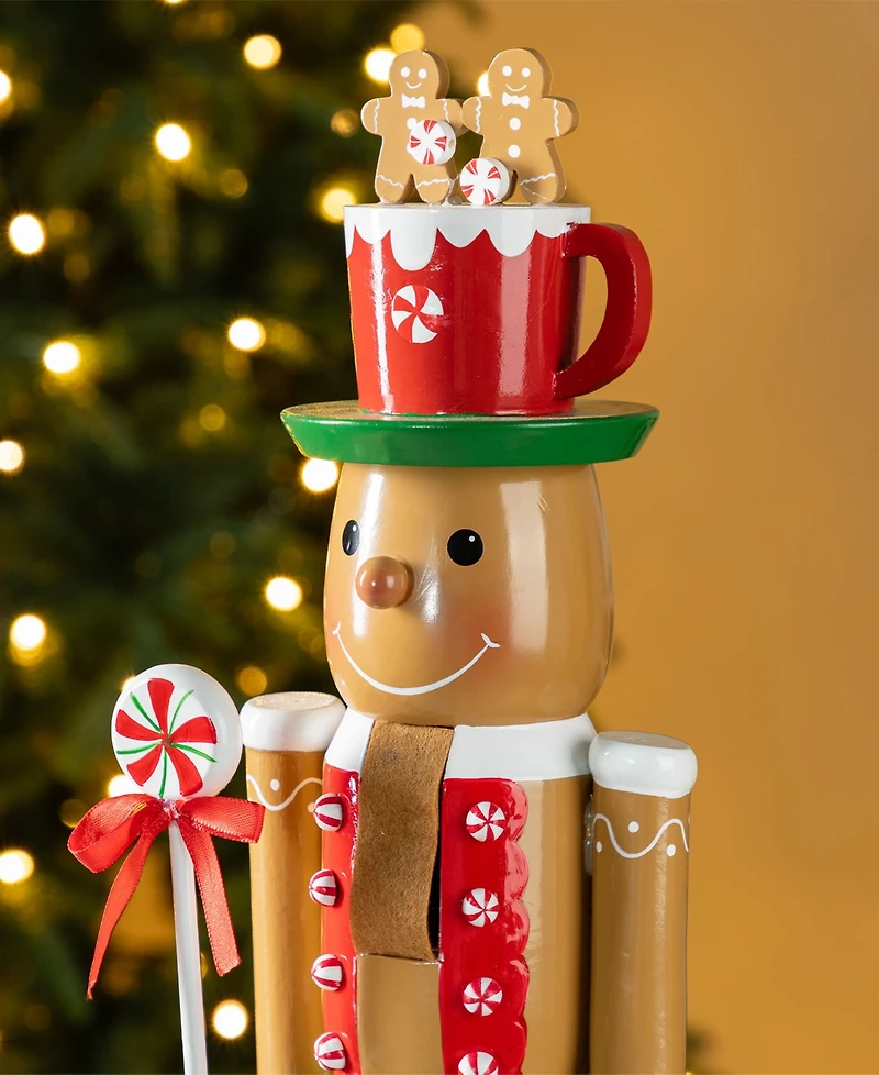 Glitzhome 24" Wooden Christmas Gingerbread Man Nutcracker