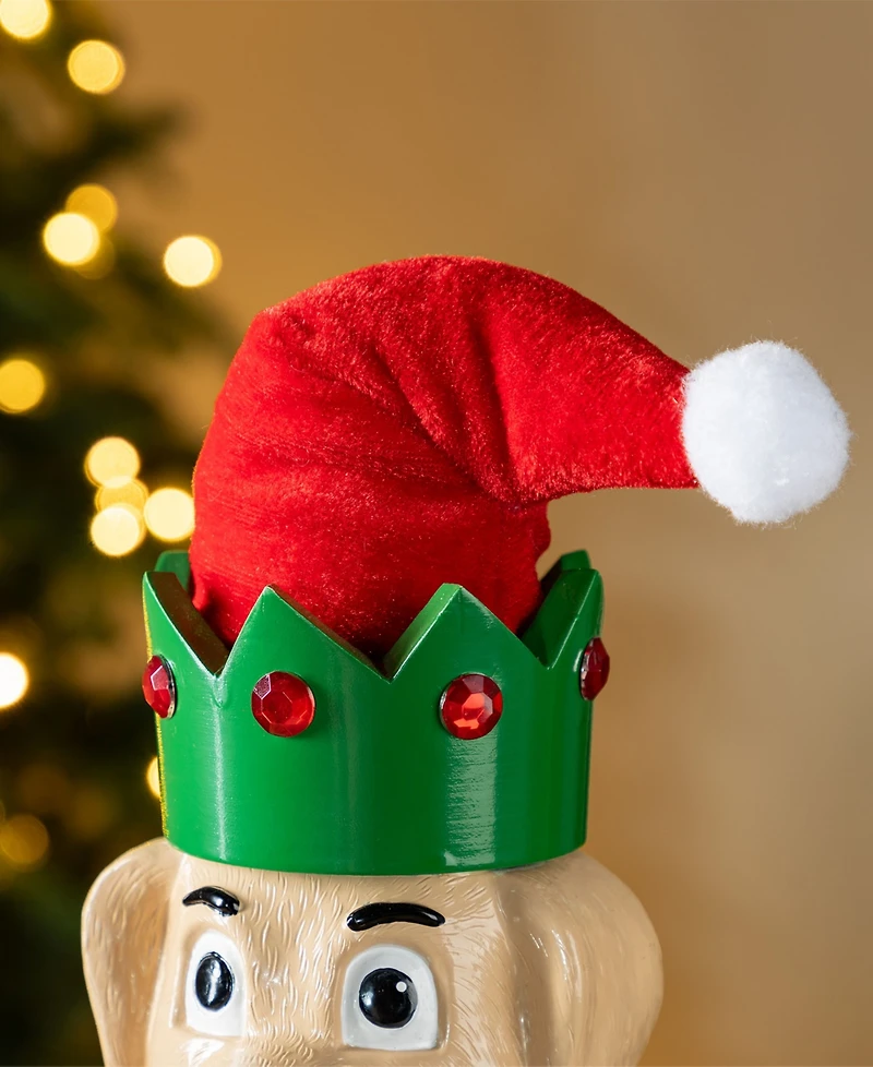 Glitzhome 23.5" Wooden Christmas Elf Dog Nutcracker