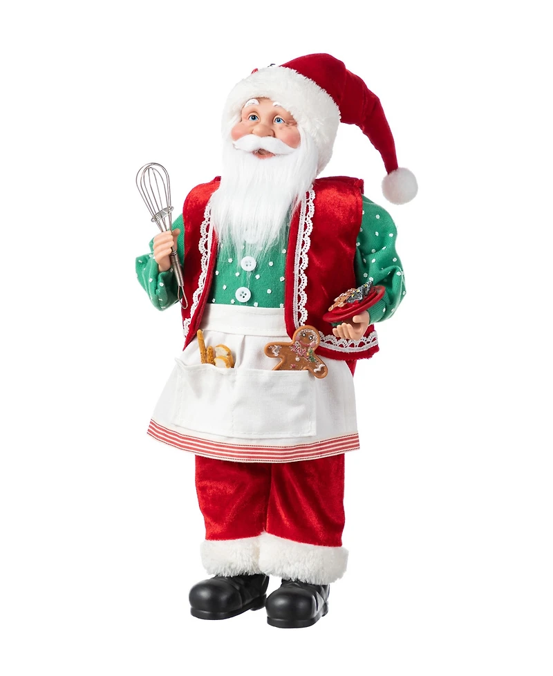 Glitzhome 18" Faux Fur Christmas Chef Santa Figurine