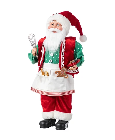 Glitzhome 18" Faux Fur Christmas Chef Santa Figurine