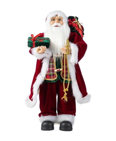 Glitzhome 24" Faux Fur Christmas Traditional Santa Figurine