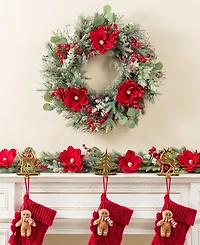 Glitzhome 6" Christmas Mangnolia Berry Garland