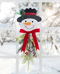 Glitzhome 25" Greenery Snowman Door Hanger