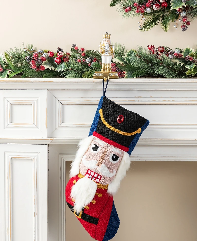 Glitzhome 21" Hooked Nutcracker Christmas Stocking