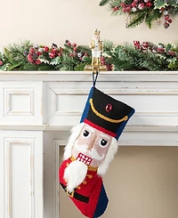 Glitzhome 21" Hooked Nutcracker Christmas Stocking