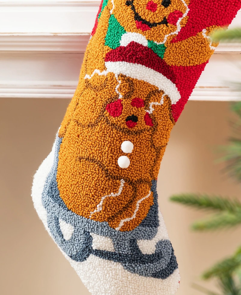 Glitzhome 21" Hooked Gingerbread Man Christmas Stocking