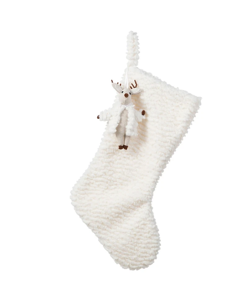 Glitzhome 21" Plush Christmas Stocking with Complimentary Reindeer Ornament