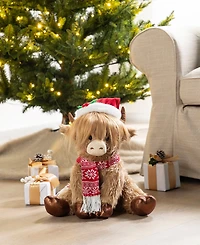 Glitzhome 15.25" Christmas Fabric Highland Cow