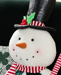 Glitzhome 60" Christmas Oversized Fabric Snowman with Dangle Legs