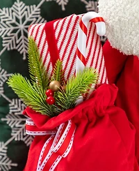 Glitzhome 60" Christmas Oversized Fabric Santa with Dangle Legs