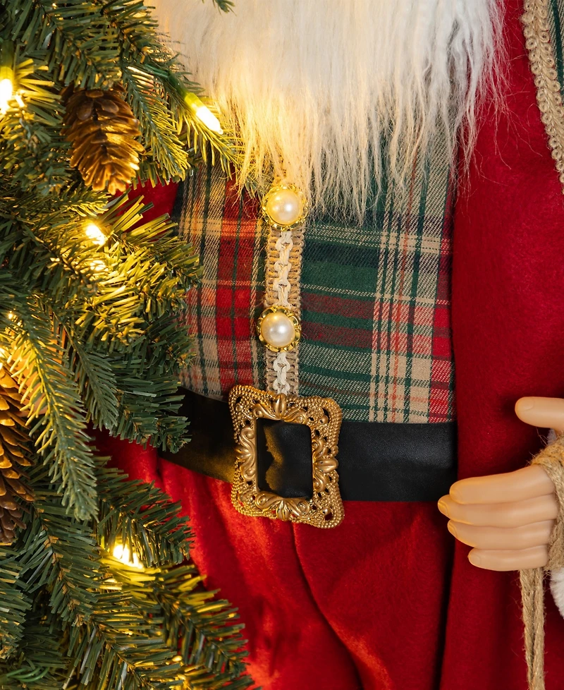 Glitzhome 4" Oversized Christmas Woodland Santa
