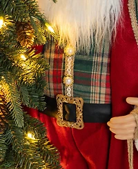 Glitzhome 4" Oversized Christmas Woodland Santa