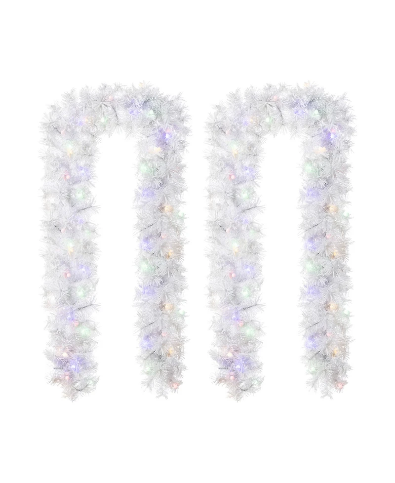 Glitzhome Pre-Lit Snow Flocked Pine Christmas Garlands