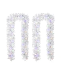 Glitzhome Pre-Lit Snow Flocked Pine Christmas Garlands