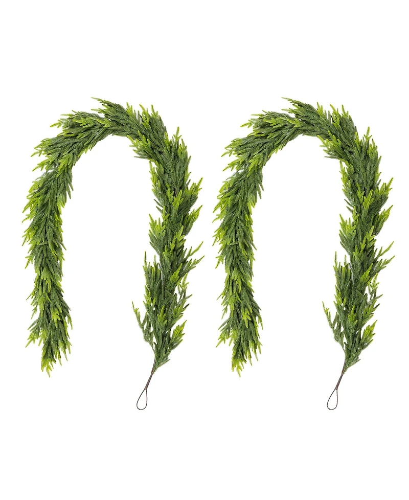 Glitzhome Christmas Greenery Dripping Garlands, Set of 2