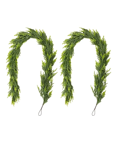 Glitzhome Christmas Greenery Dripping Garlands, Set of 2