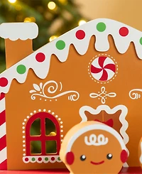 Glitzhome Wooden Christmas Gingerbread House Table Decor, Set of 4