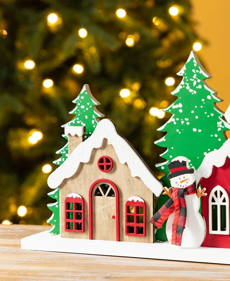 Glitzhome 20" Lighted Wooden Christmas Villages