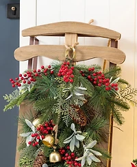 Glitzhome 34.25" Wooden Christmas Sleigh Porch Decor