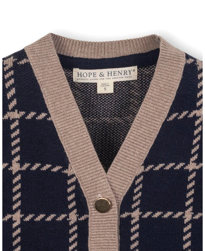 Hope & Henry Little and Big Girls' Organic Long Sleeve Boyfriend Cardigan Sweater