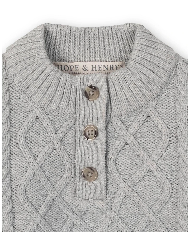 Hope & Henry Little and Big Girls' Organic Long Sleeve Mock Neck Button Placket Sweater Dress